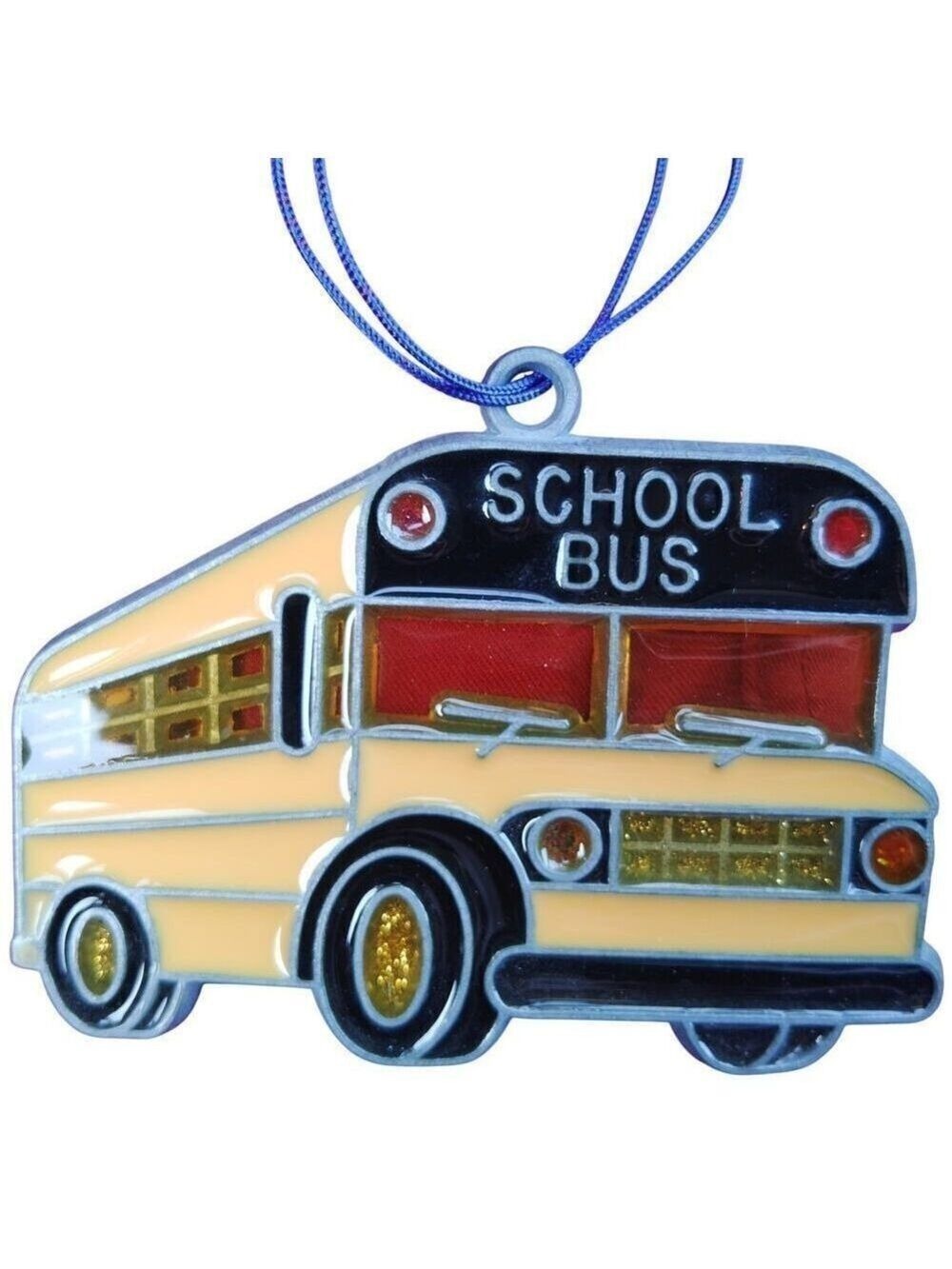 School Bus Christmas Glass Ornaments
